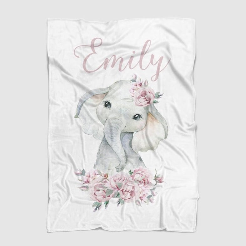 Floral Elephant Ruffled Crib Bedding - Floral Elephant, gender_girl, text