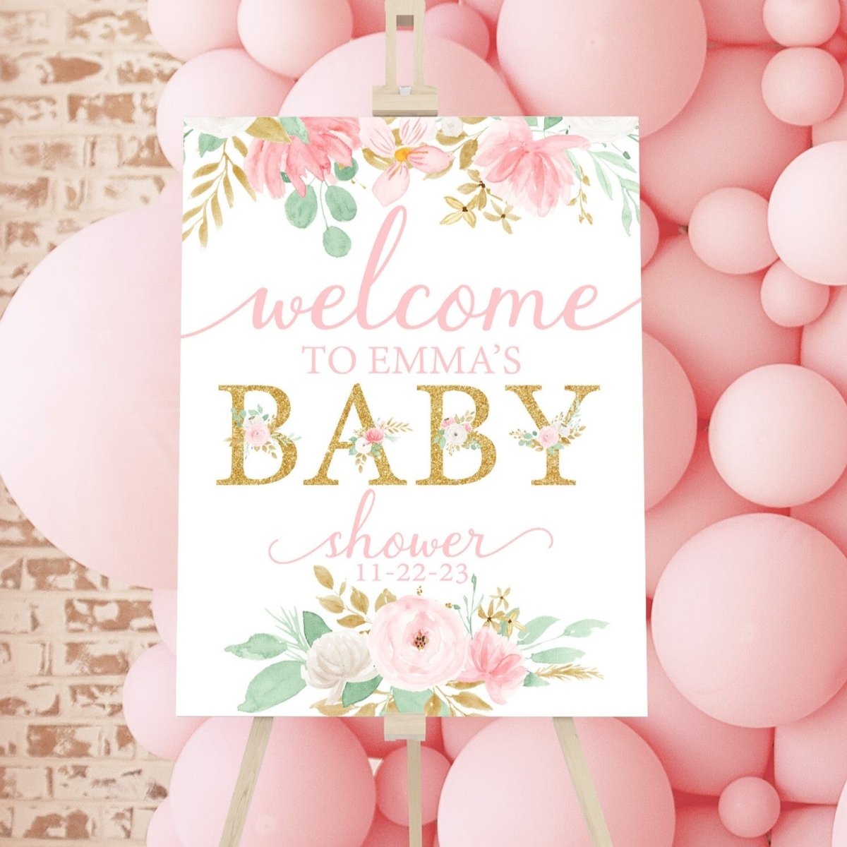 Floral Jungle Baby Shower Welcome Sign - Floral Jungle, gender_girl, text