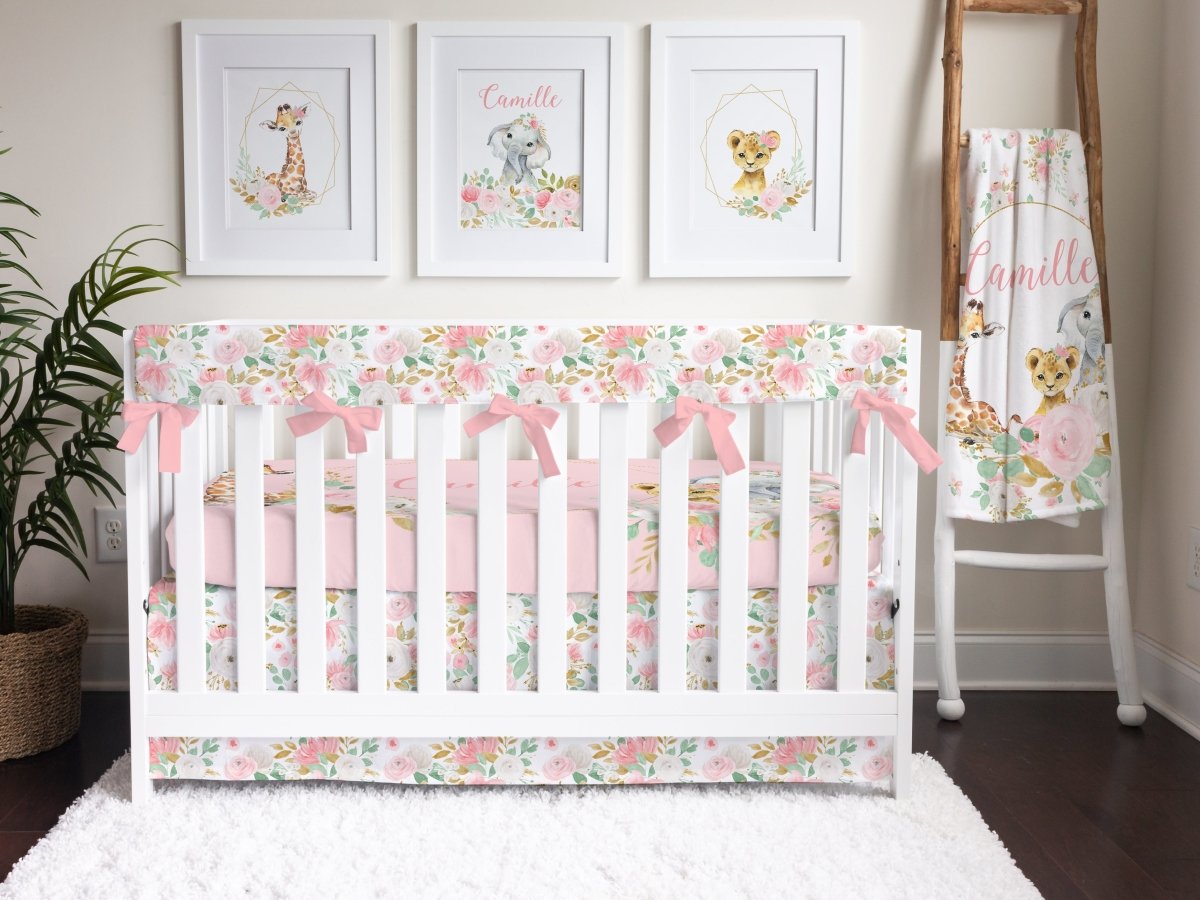 Floral Jungle Blooms Crib Rail Guards - Floral Jungle, gender_girl, Theme_Floral