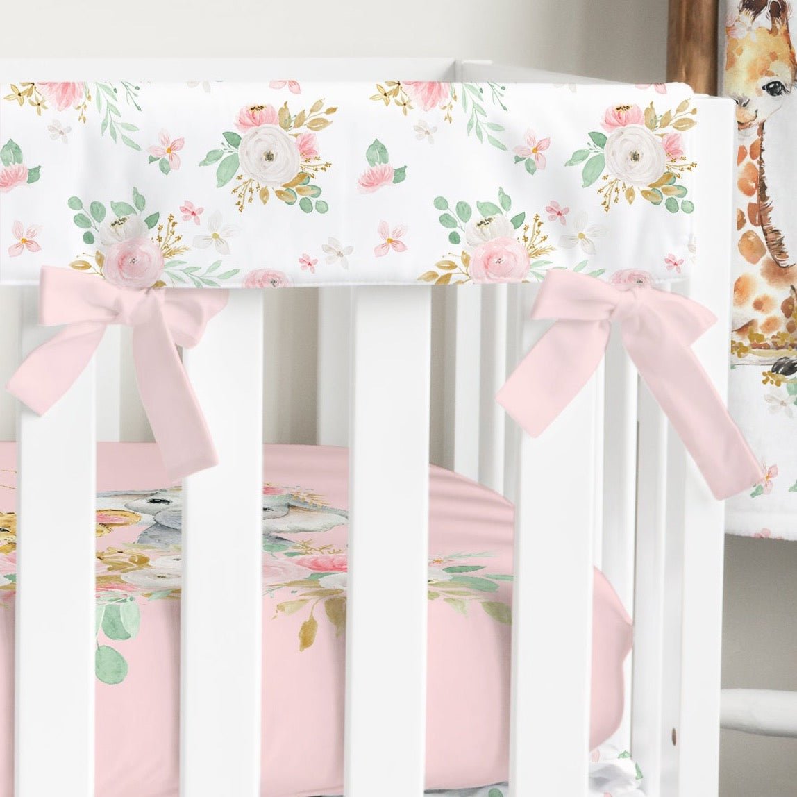 Floral Jungle Crib Rail Guards - Floral Jungle, gender_girl, Theme_Floral