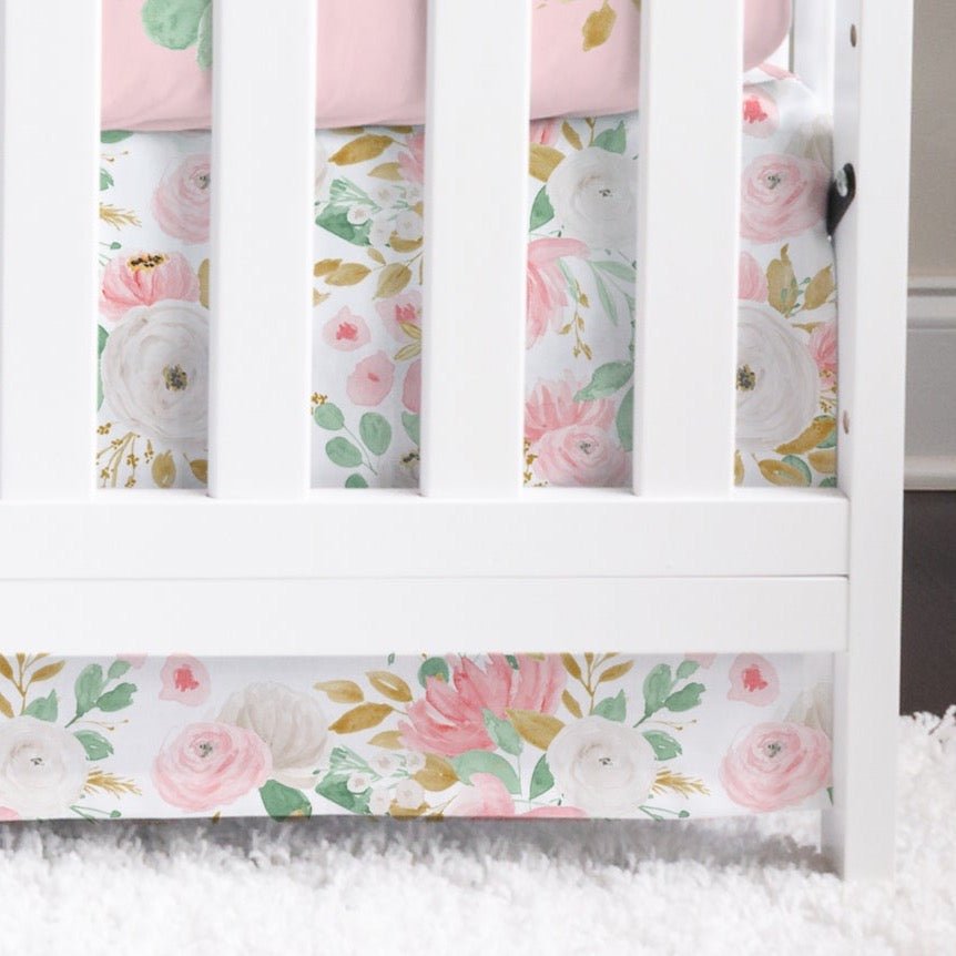 Floral Jungle Flat Crib Skirt - Floral Jungle, gender_girl, Theme_Floral