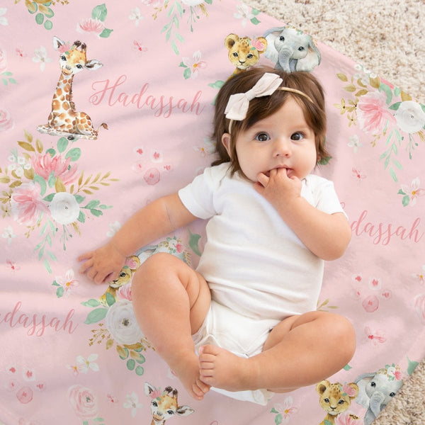 Floral Jungle Personalized Baby Blanket - Floral Jungle, gender_girl, Personalized_Yes