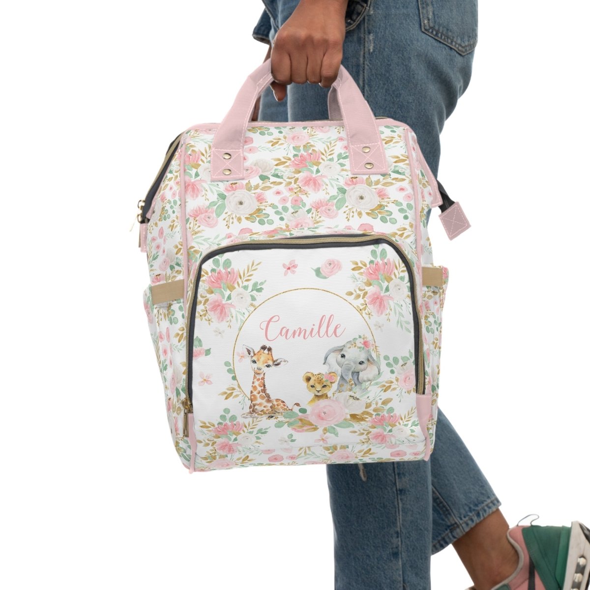 Floral Jungle Personalized Backpack Diaper Bag - Floral Jungle, gender_girl, text