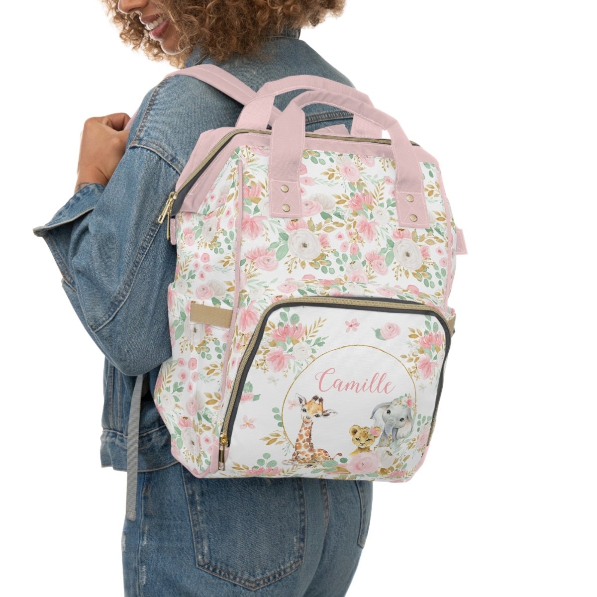 Floral Jungle Personalized Backpack Diaper Bag - Floral Jungle, gender_girl, text