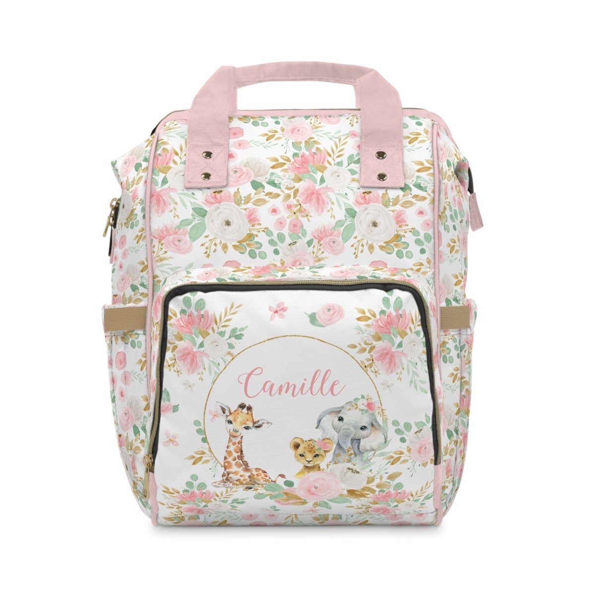 Floral Jungle Personalized Backpack Diaper Bag - Floral Jungle, gender_girl, text