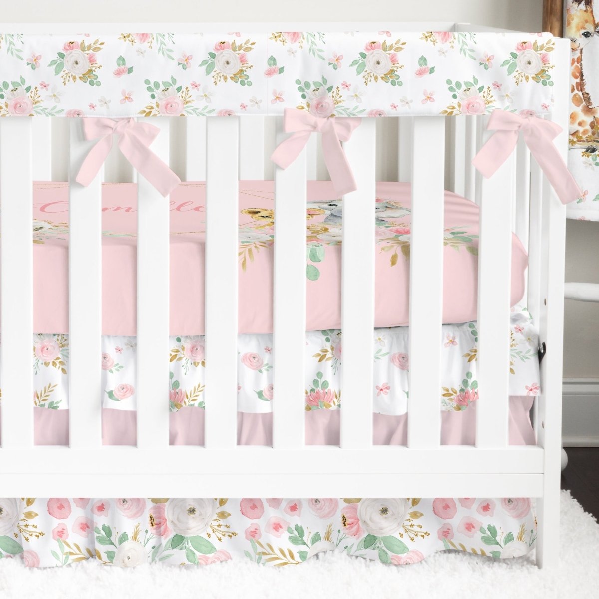 Floral Jungle Ruffled Crib Bedding - Floral Jungle, gender_girl, text