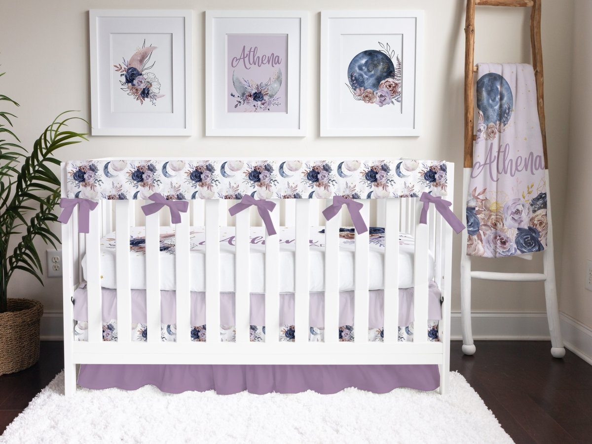 Floral Moon Crib Rail Guards - Floral Moon, gender_girl, Theme_Boho