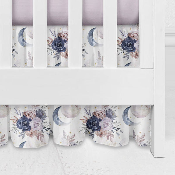 Floral Moon Gathered Crib Skirt - Floral Moon, gender_girl, Theme_Boho