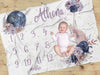 Floral Moon Milestone Minky Blanket - Floral Moon, gender_girl, text