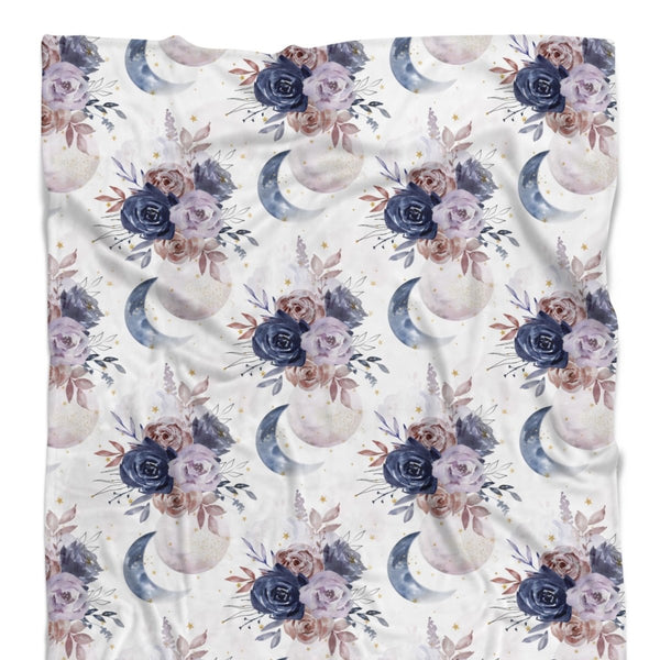 Floral Moon Minky Blanket - Floral Moon, gender_girl, Personalized_No