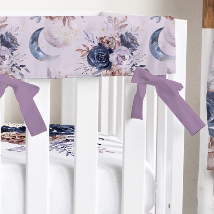 Floral Moon Purple Crib Rail Guards - Floral Moon, gender_girl, Theme_Boho