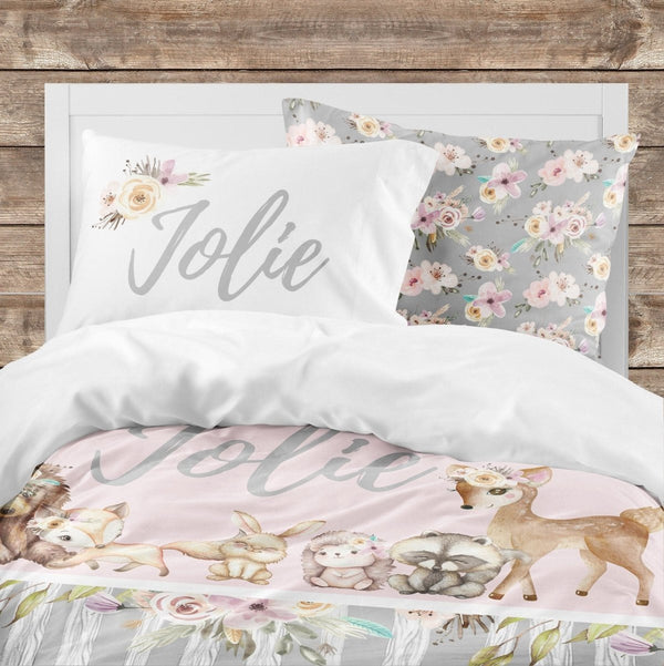 Floral Woodlands Kids Bedding Set (Comforter or Duvet Cover) - Floral Woodlands, gender_girl, text