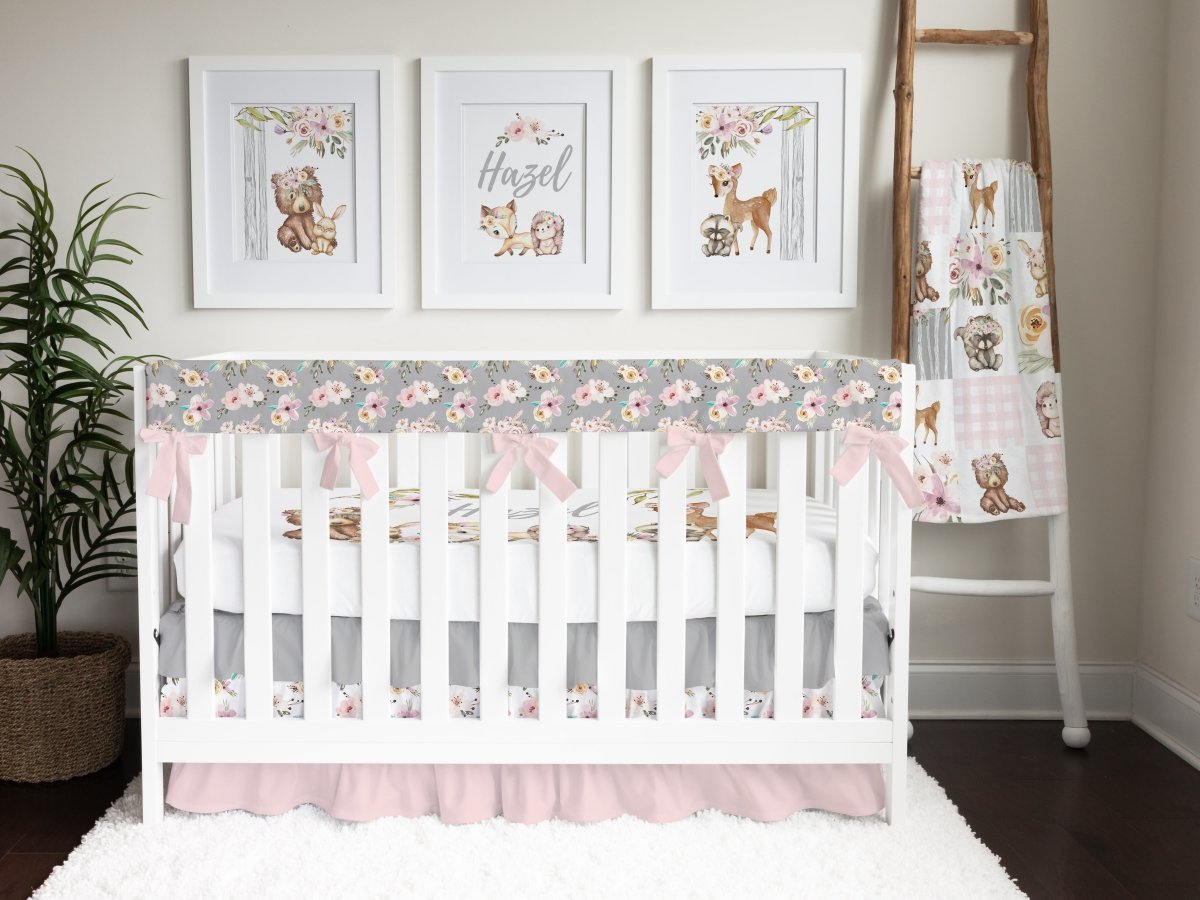 Floral Woodlands Crib Rail Guards - Floral Woodlands, gender_girl, Theme_Floral