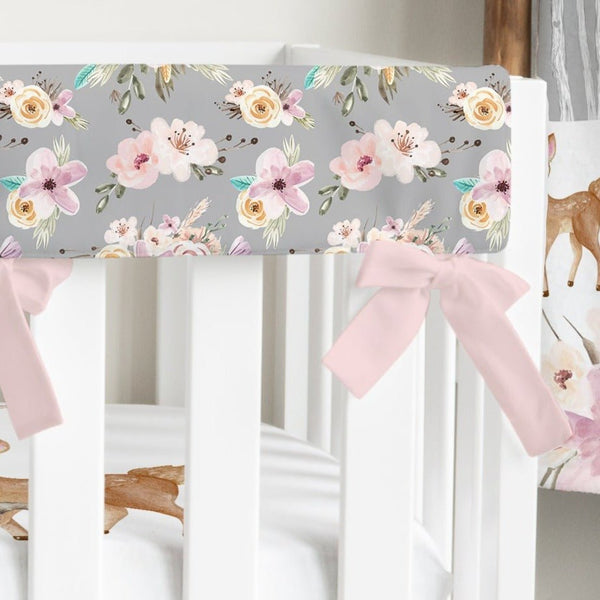 Floral Woodlands Crib Rail Guards - Floral Woodlands, gender_girl, Theme_Floral