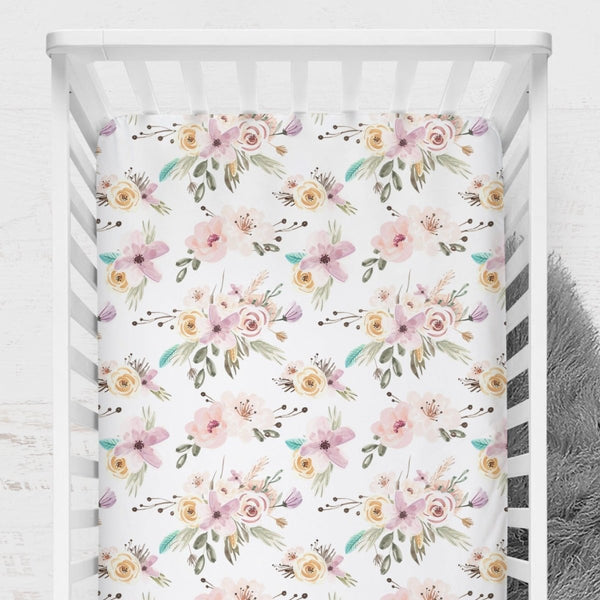 Floral Woodlands Crib Sheet - gender_girl, Theme_Floral, Theme_Woodland