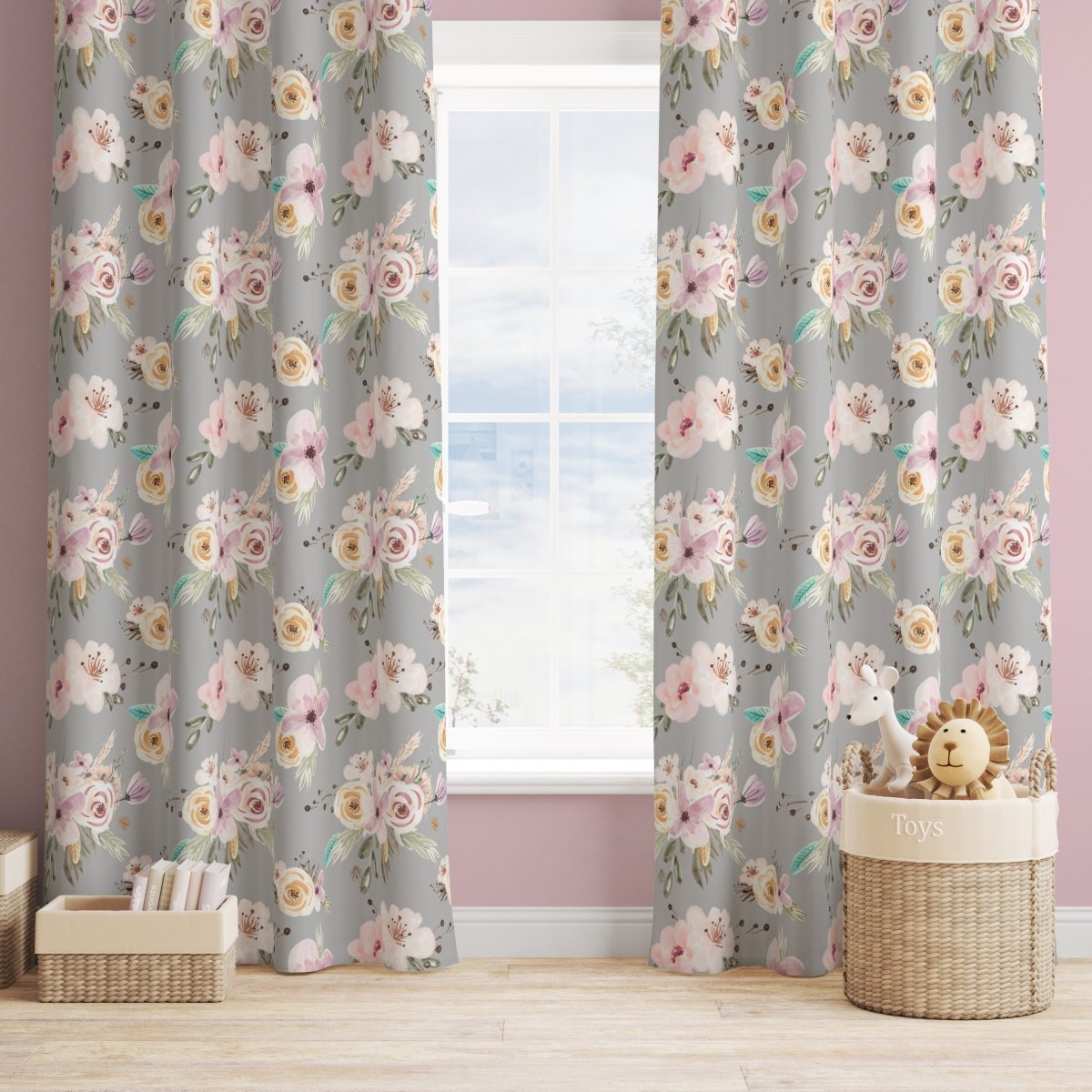 Floral Woodlands Curtain Panel - Floral Woodlands, gender_girl, Theme_Floral