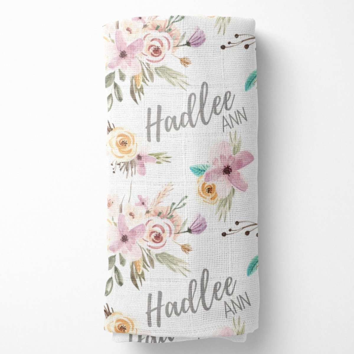 Floral Woodlands Muslin Blanket - Floral Woodlands, gender_girl, text