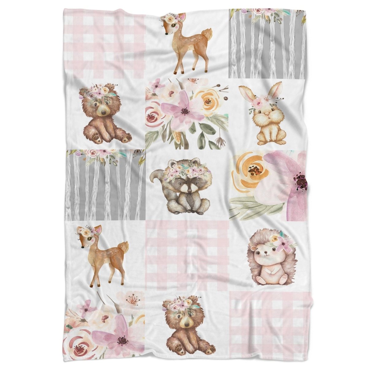 Floral Woodlands Rail Guard Crib Bedding - Floral Woodlands, gender_girl, text