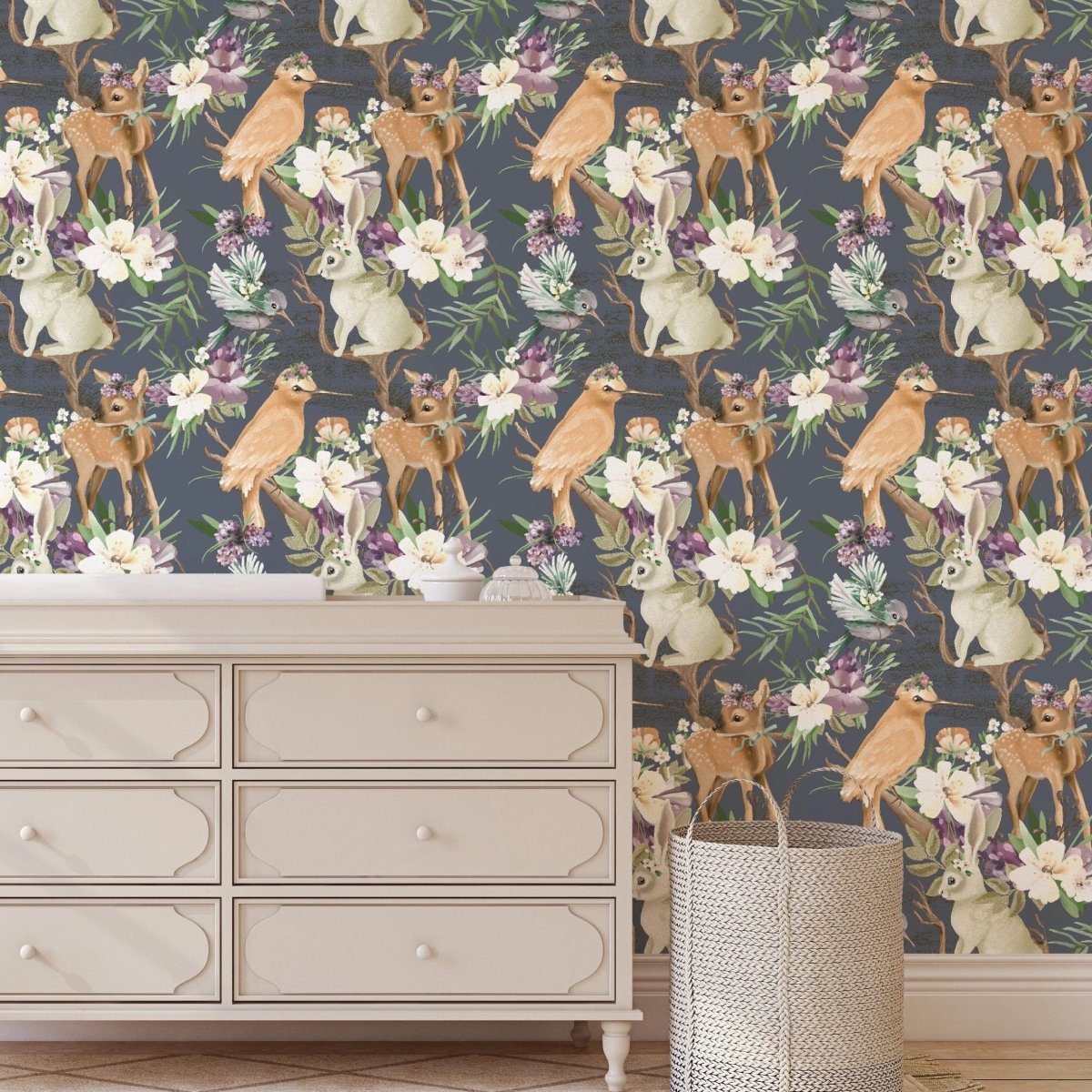 Forest Animals Floral Peel & Stick Wallpaper - , ,