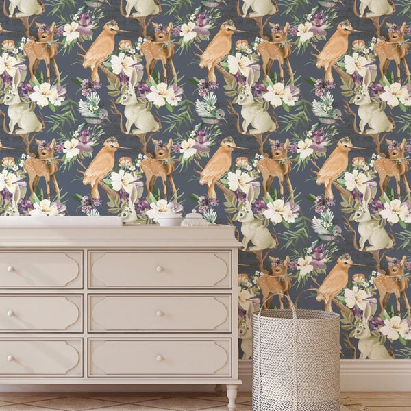 Forest Animals Floral Peel & Stick Wallpaper