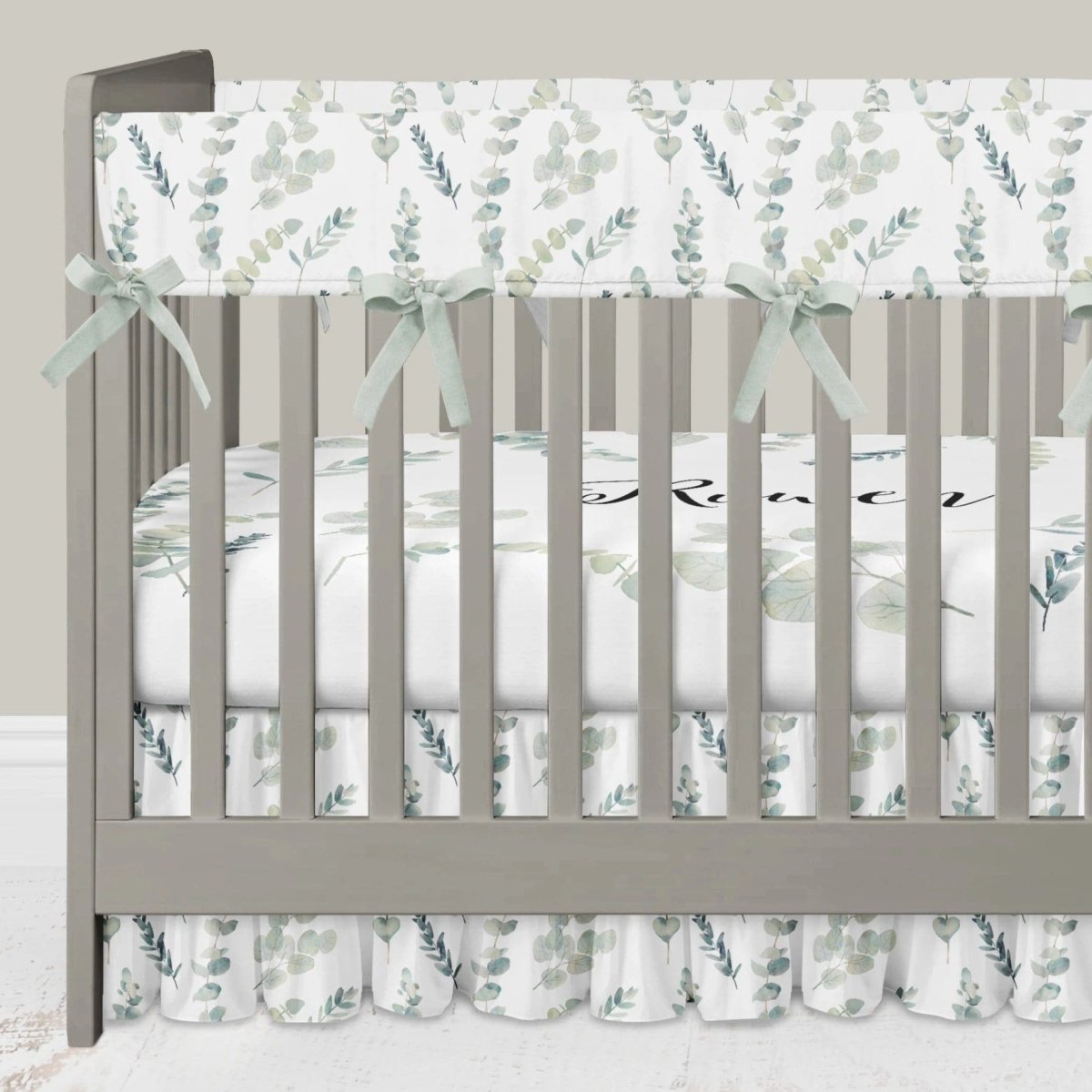 Going Green Bumperless Ruffled Crib Bedding - Crib Bedding Sets