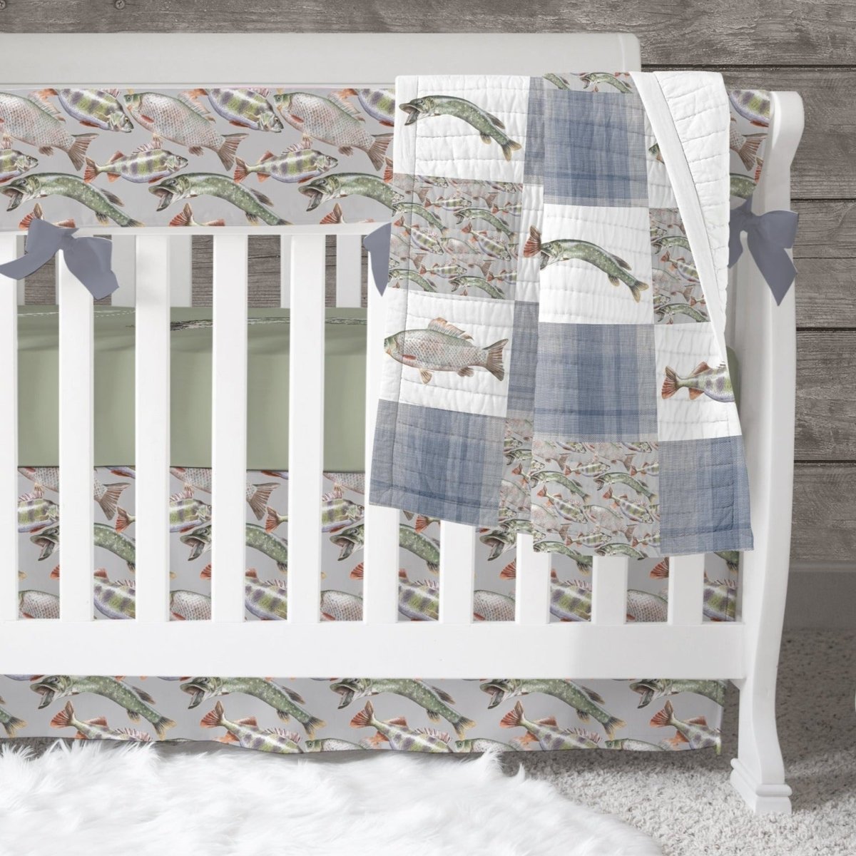 Gone Fishing Crib Skirt - gender_boy, Gone Fishing, Theme_Ocean