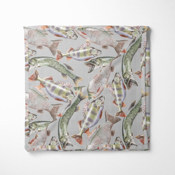 Gone Fishing Muslin Blanket - gender_boy, Gone Fishing, Theme_Ocean