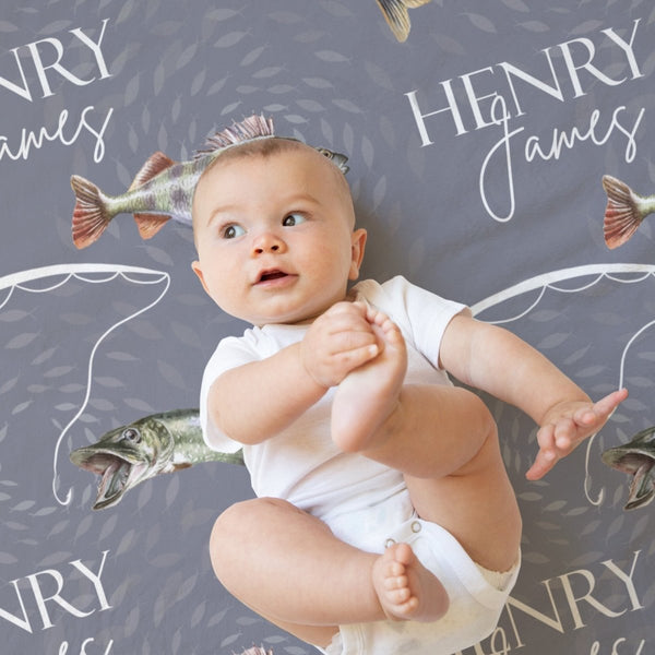 Gone Fishing Personalized Baby Blanket - gender_boy, Gone Fishing, Personalized_Yes