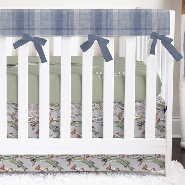 Gone Fishing Plaid Crib Bedding - Crib Bedding Sets