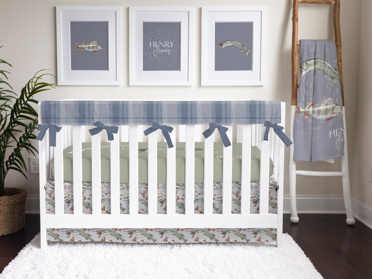 Gone Fishing Plaid Crib Rail Guards - gender_boy, Gone Fishing, Theme_Ocean