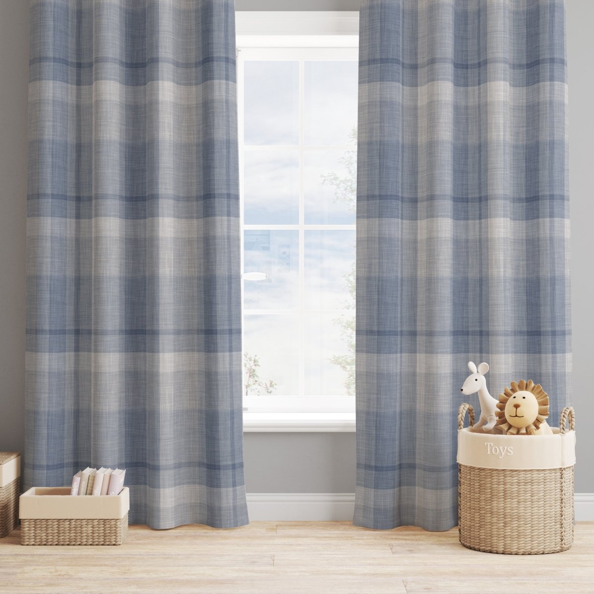 Gone Fishing Plaid Curtain Panel