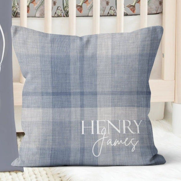 Gone Fishing Plaid Personalized Throw Pillow - gender_boy, Gone Fishing, text