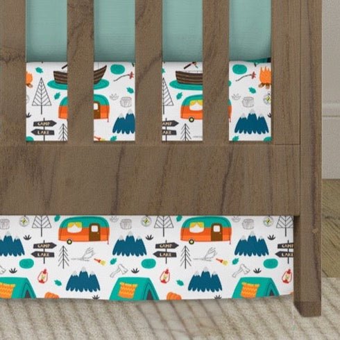 Happy Camper Crib Skirt - gender_boy, Happy Camper, Theme_Adventure