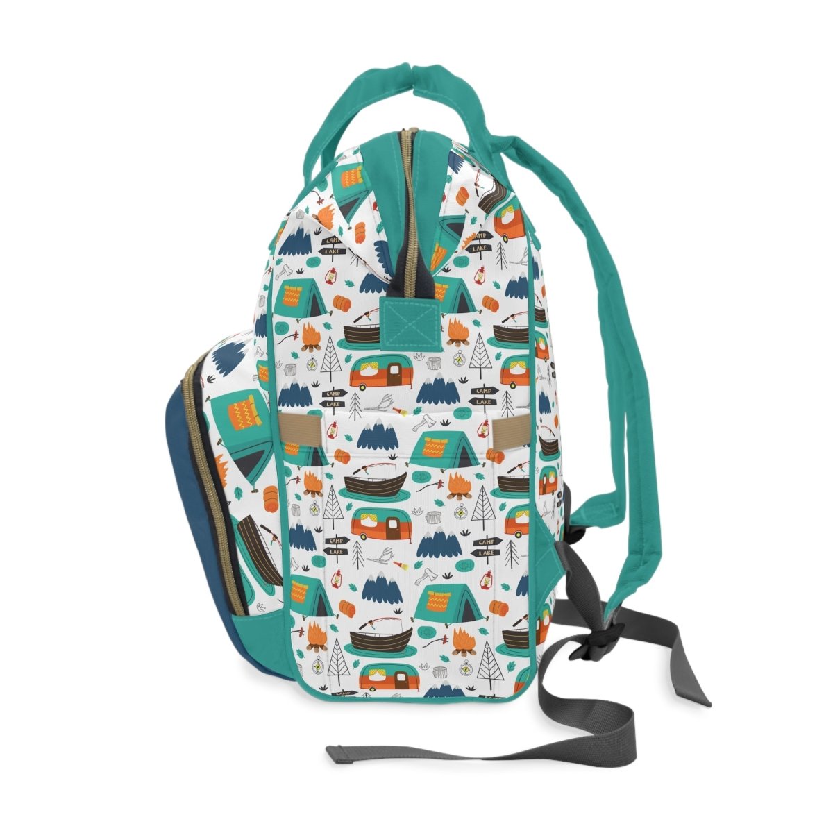 Happy Camper Personalized Backpack Diaper Bag - gender_boy, Happy Camper, text