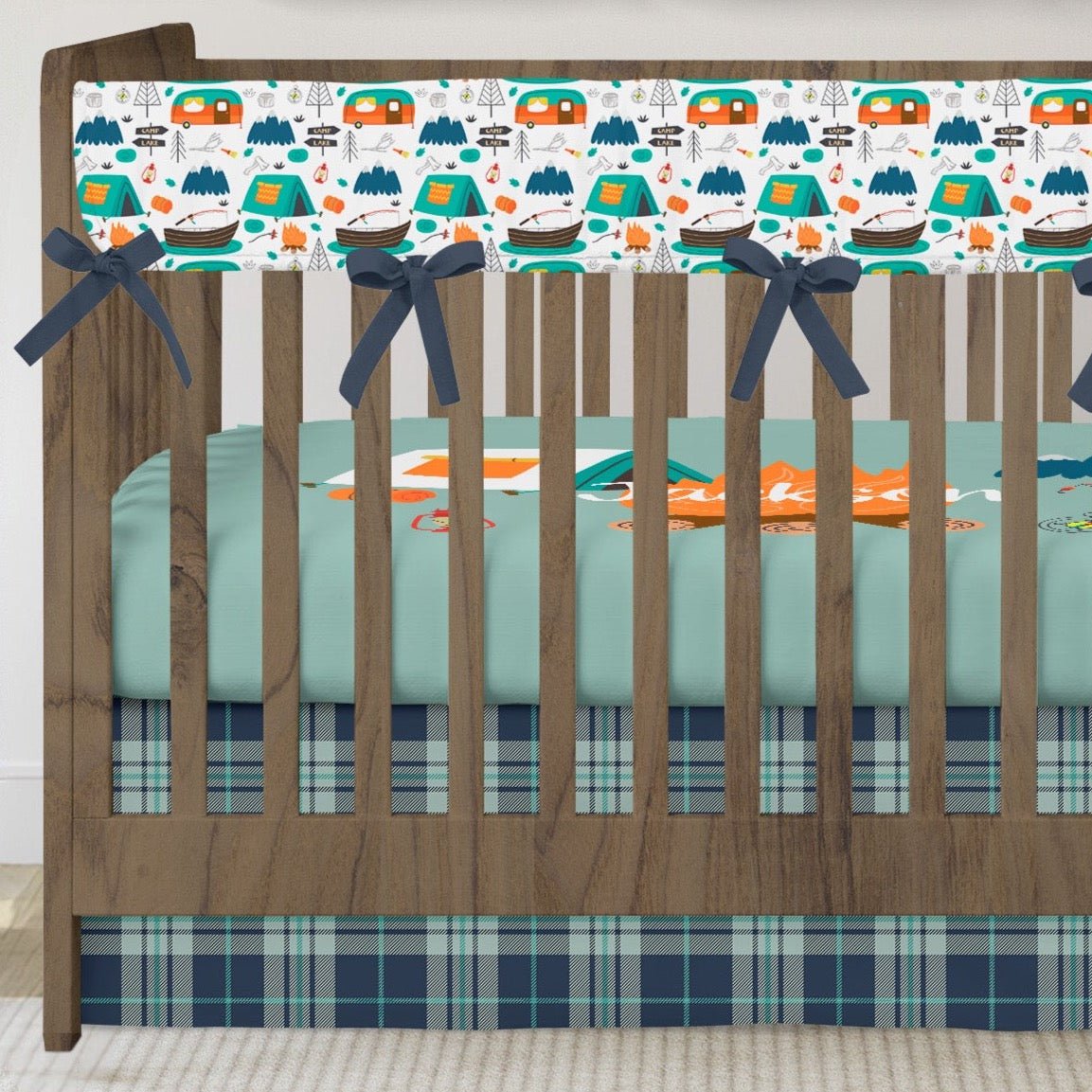 Happy Camper Personalized Crib Bedding - gender_boy, Happy Camper, Personalized_Yes