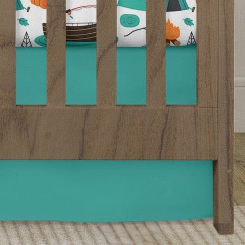 Happy Camper Solid Teal Crib Skirt - gender_boy, Happy Camper, Theme_Adventure