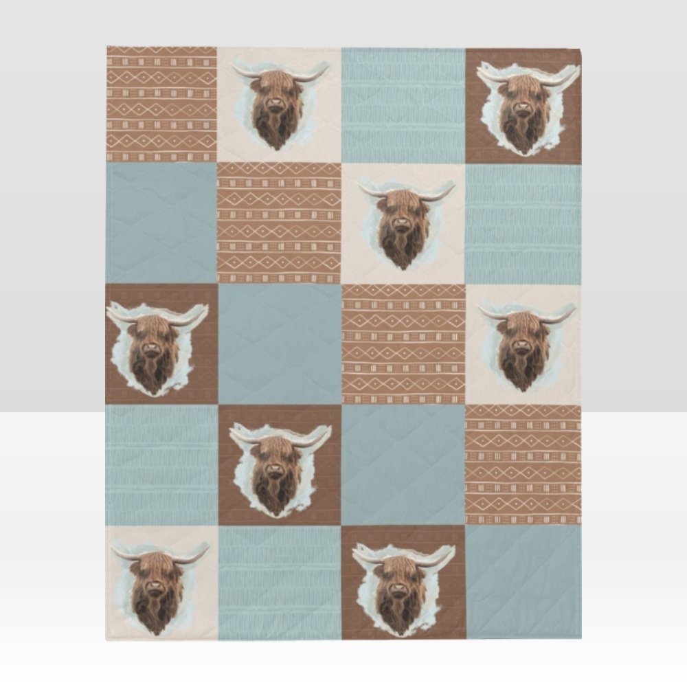 Highland Cow Boy Crib Bedding - gender_boy, Highland Cow Boy, text