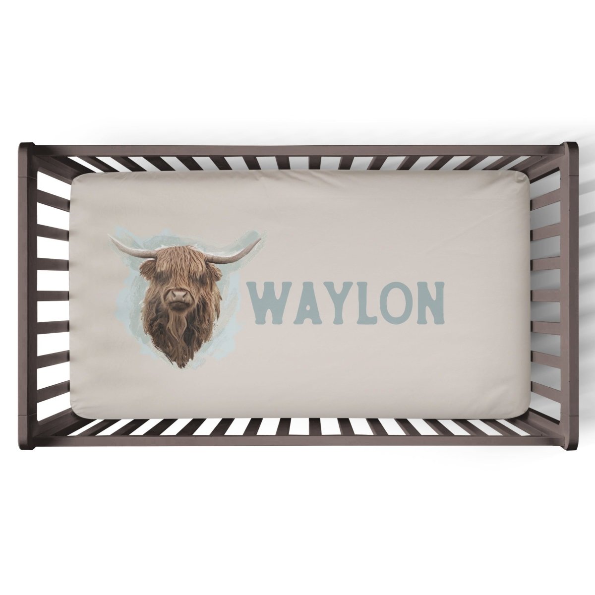 Highland Cow Boy Crib Bedding - gender_boy, Highland Cow Boy, text