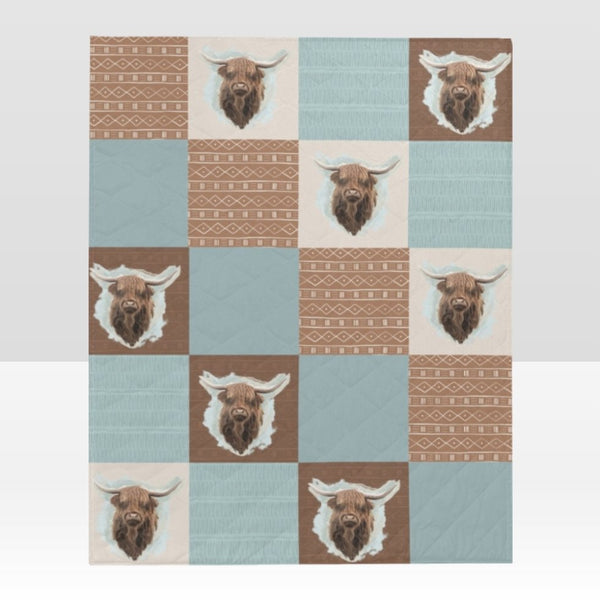 Highland Cow Boy Quilt - Minky Blanket