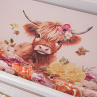 Highland Cow Changing Pad Cover - gender_girl, Highland Cow Wildflower, Theme_Boho