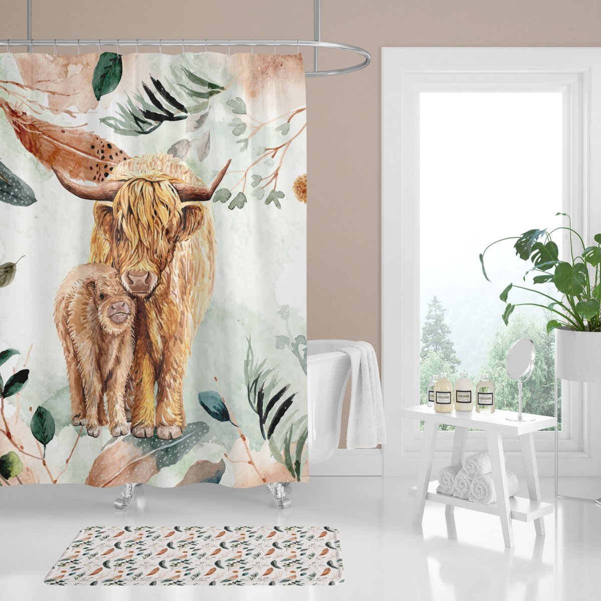 Highland Cow Feathers Bathroom Collection