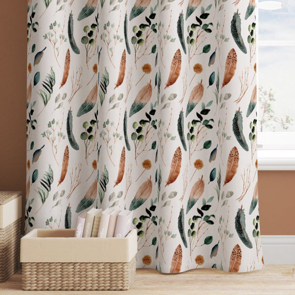 Highland Cow Feathers Curtain Panel