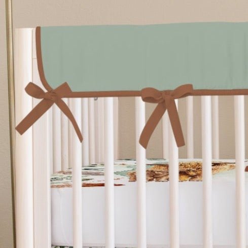Highland Cow Feathers Solid Sage Crib Rail Guards - gender_boy, Highland Cow Feathers, Theme_Boho