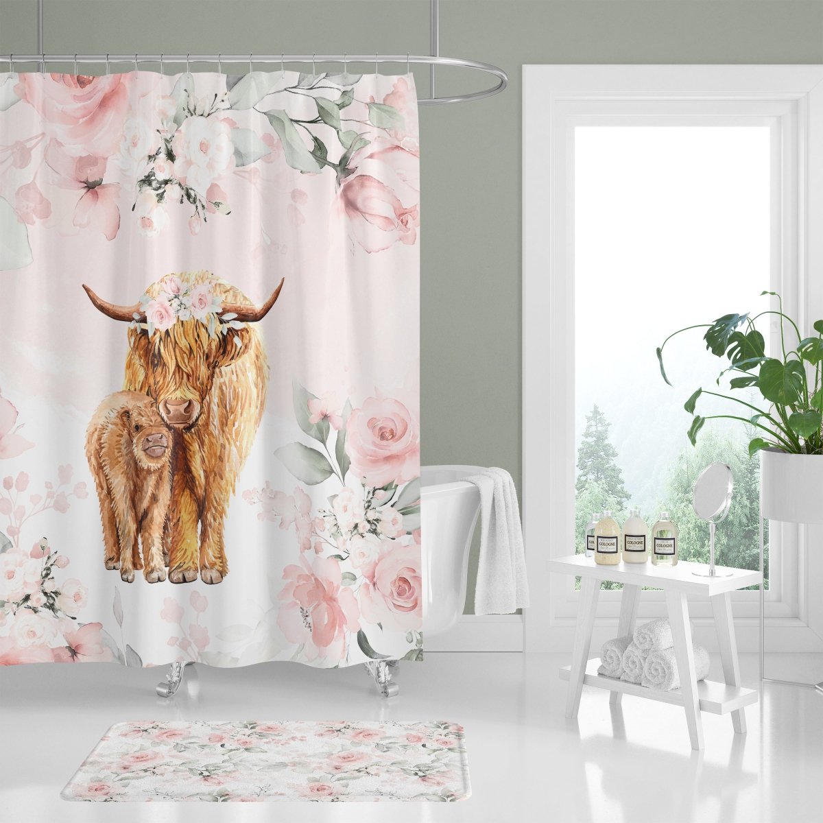 Highland Cow Floral Bathroom Collection - gender_girl, Highland Cow Floral, Theme_Boho