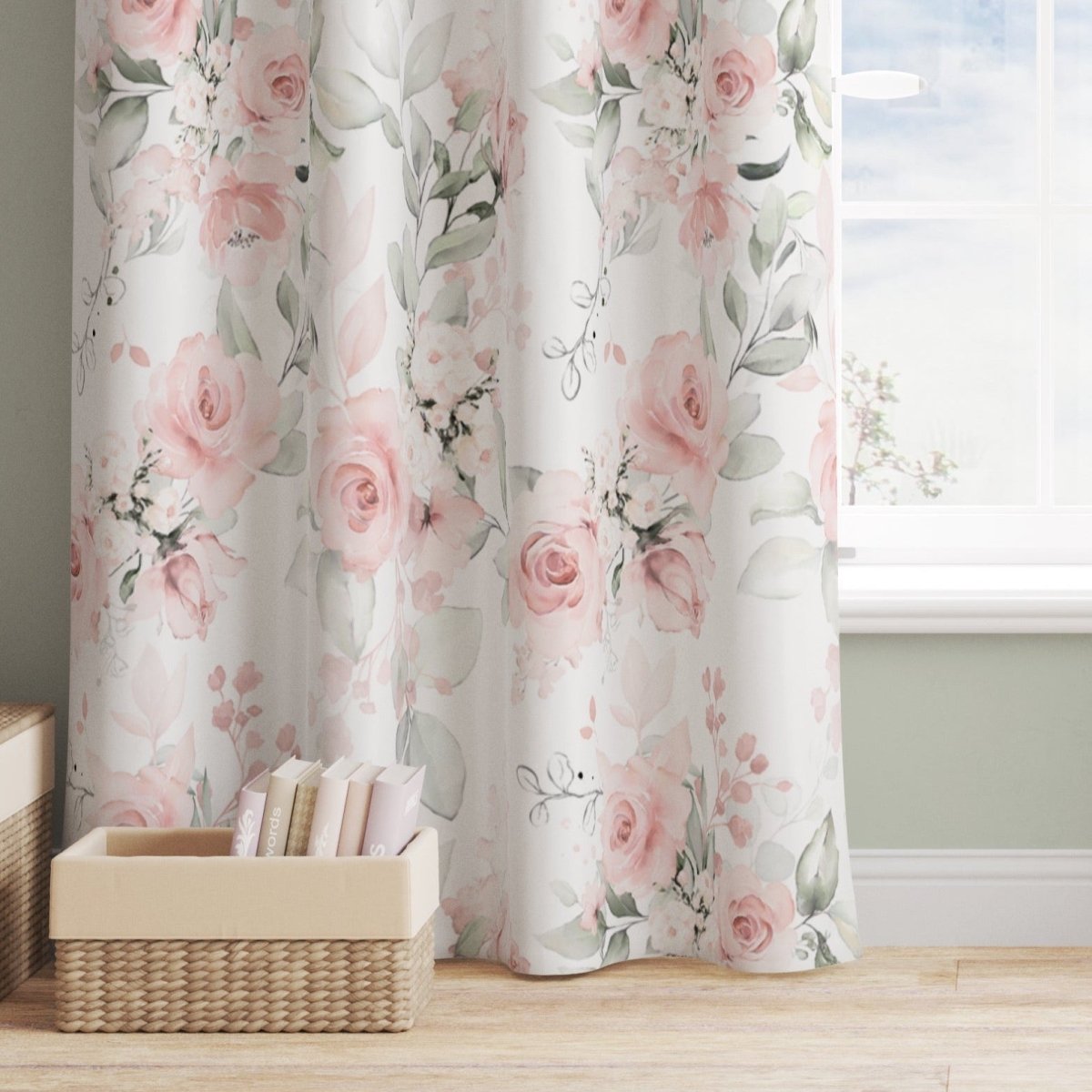 Highland Cow Floral Curtain Panel