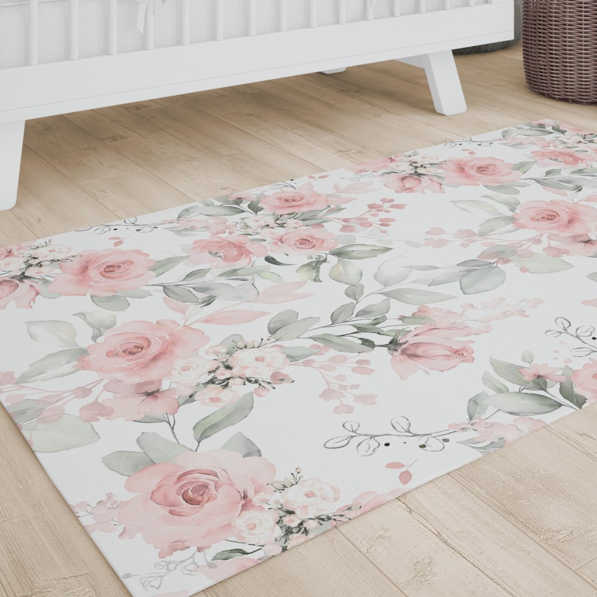 Highland Cow Floral Nursery Rug - gender_girl, Highland Cow Floral, Theme_Boho