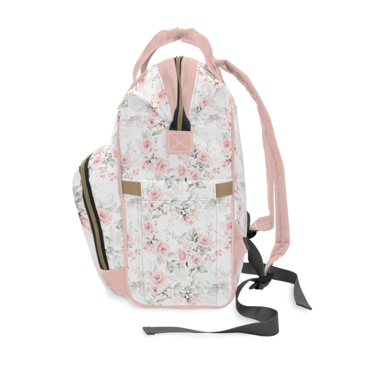 Highland Cow Floral Personalized Backpack Diaper Bag - gender_girl, Highland Cow Floral, text