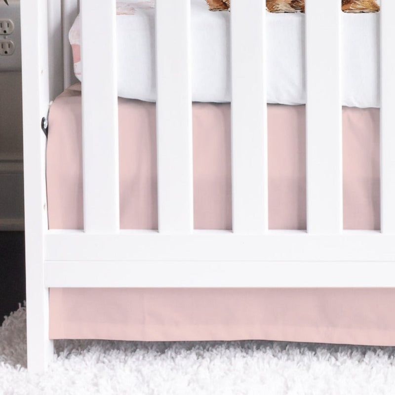 Highland Cow Solid Pink Crib Skirt - gender_girl, Highland Cow Floral, Theme_Boho