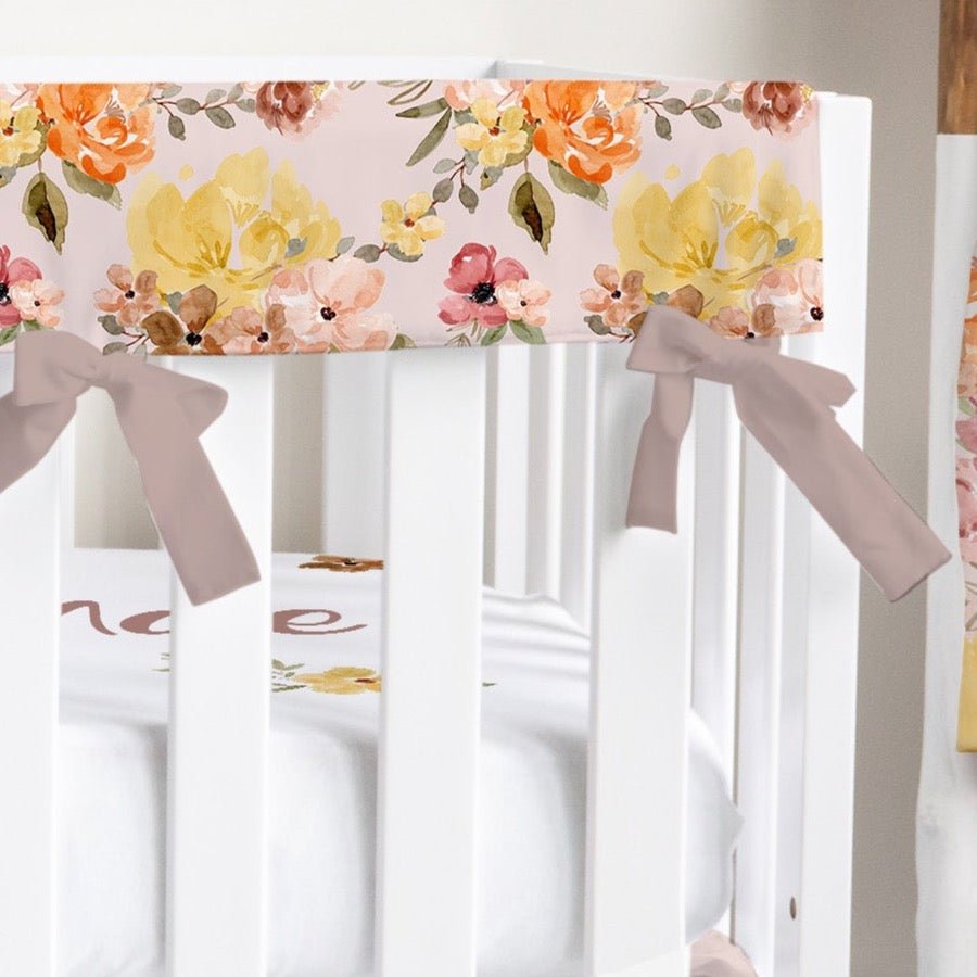 Highland Cow Wildflower Crib Rail Guards - gender_girl, Highland Cow Wildflower,