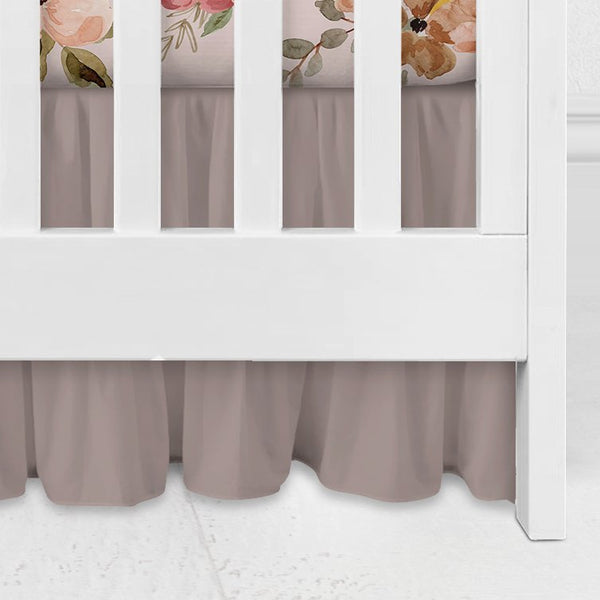 Highland Cow Wildflower Gathered Solid Crib Skirt - gender_girl, Highland Cow Wildflower, Theme_Boho